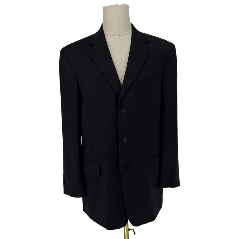 Alfani Alternatives Y2K Men’s Black Wool Blazer Sportcoat 44L Three Button